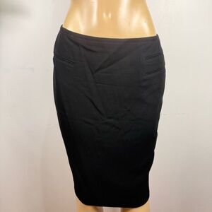 Donna Karan Black Wool Pencil Skirt Sz 12 / IT 46 Black Label